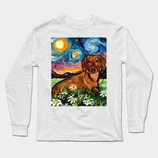 Brown Shorthair Dachshund Night 2 Long Sleeve T-Shirt